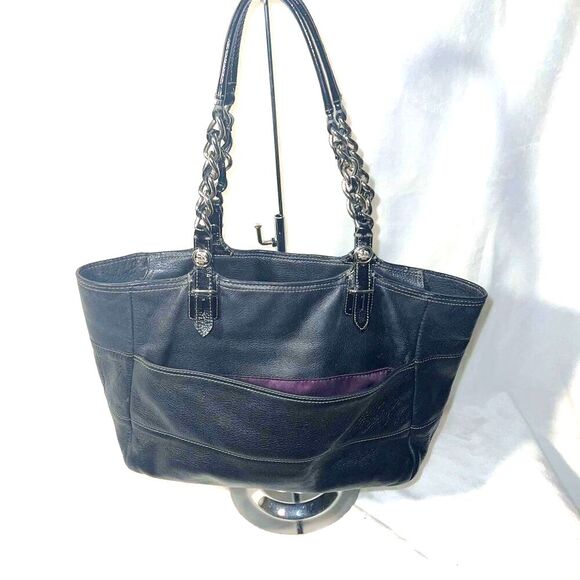 Coach Madison Tribeca East West Black Pebbled Leather Bag # 14111  - EUC - Picture 6 of 10